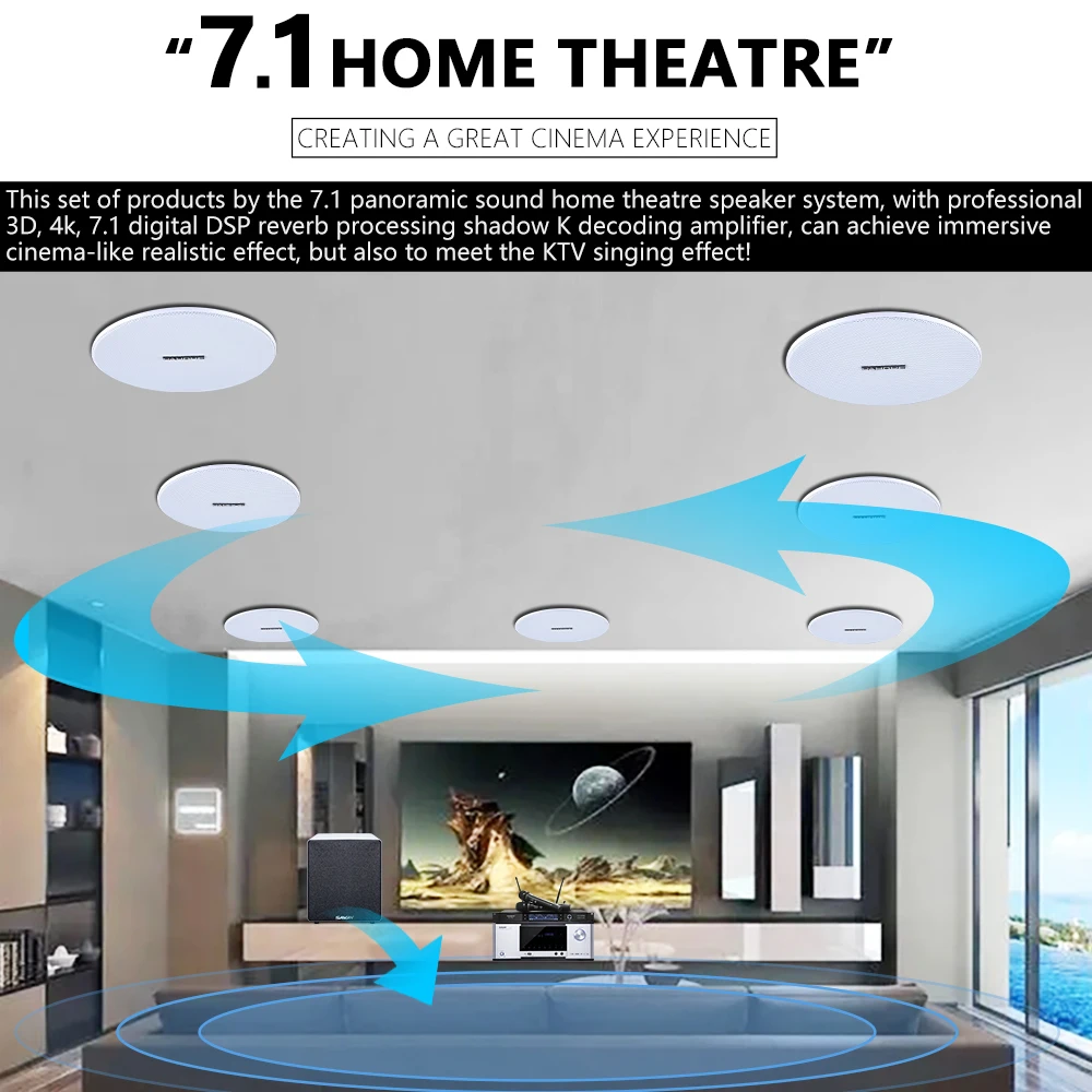7.1 Home Theater Ceiling Speak - Audio Music Background Free incelemesi ve fiyatı
