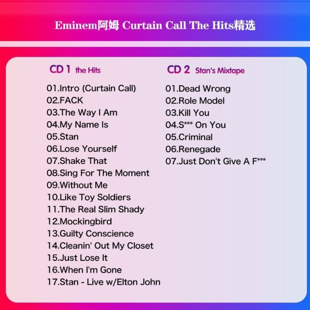 Eminem Curtain Call Tape | Rap - Audio Music Hip Hop incelemesi ve fiyatı