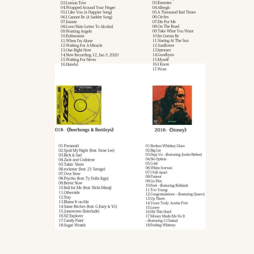 Post Malone Music Album Collec - Audio Music Car incelemesi ve fiyatı